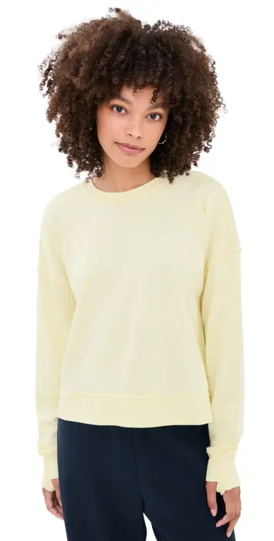 Sweaty Betty After Class Crop Sweatshirt Butterscotch Yellow | Thumbnail 1