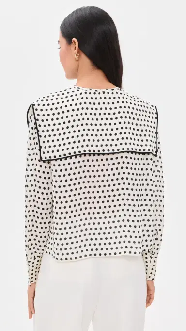 FRAME The Polka-Dot Fleet Silk Blouse Cream ulti | Thumbnail 3