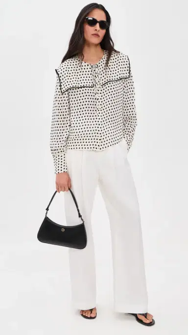 FRAME The Polka-Dot Fleet Silk Blouse Cream ulti | Thumbnail 5