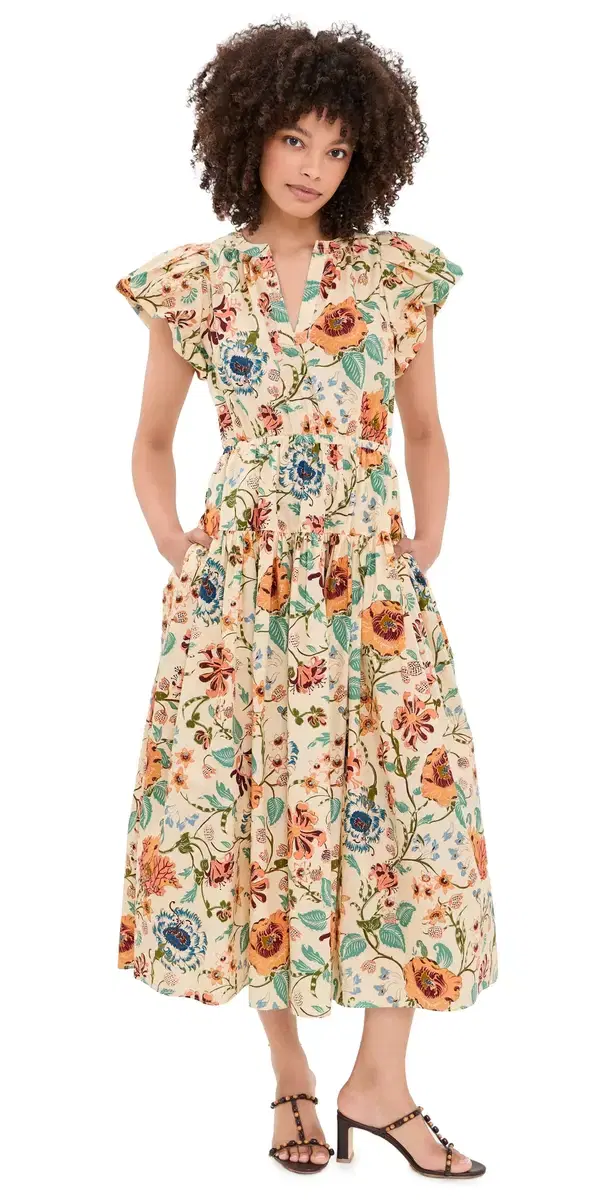 Ulla Johnson Marin Cotton Midi Dress Abalone