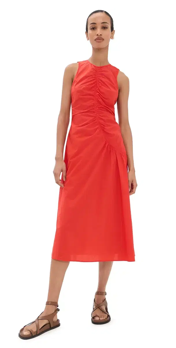 Theory Asymmetrical Ruched Tank Dress Poppy - Uzt