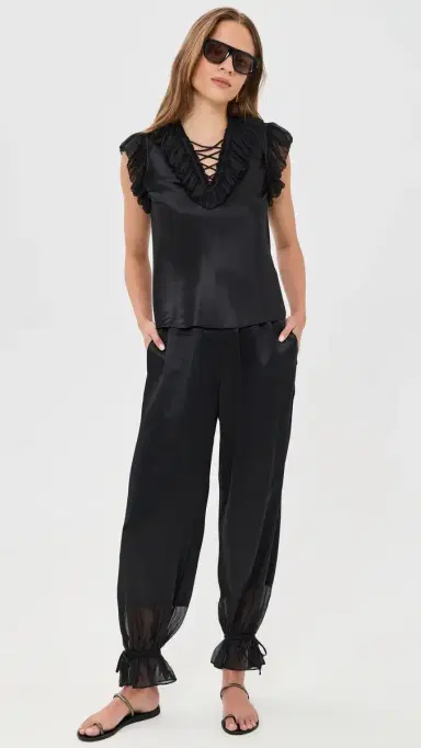 Ulla Johnson Camile Silk Cinched Pants Noir | Thumbnail 5 Ulla Johnson Camile Silk Cinched Pants Noir | Thumbnail 5