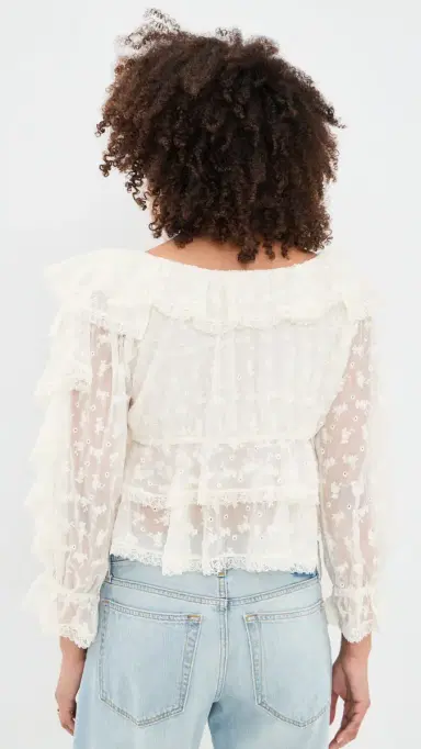 For Love & Lemons Lilou Blouse Cream | Thumbnail 3 For Love & Lemons Lilou Blouse Cream | Thumbnail 3