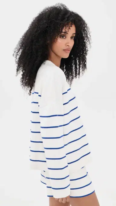La Ligne Leo Sweater Cream/Cobalt | Thumbnail 4
