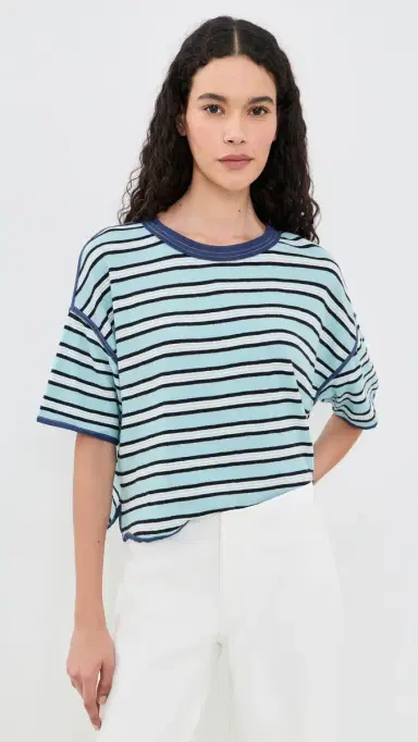 Free People Clean Rugby Tee Crystal Blue Combo S | Thumbnail 2