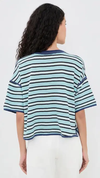 Free People Clean Rugby Tee Crystal Blue Combo S | Thumbnail 3