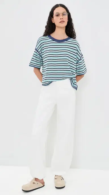 Free People Clean Rugby Tee Crystal Blue Combo S | Thumbnail 5