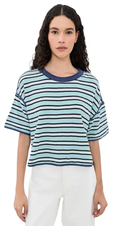 Free People Clean Rugby Tee Crystal Blue Combo S | Thumbnail 1