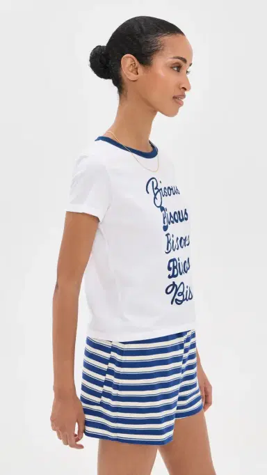 Sunny Somewhere Bisous Ringer Tee Navy Ringer L | Thumbnail 4