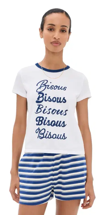 Sunny Somewhere Bisous Ringer Tee Navy Ringer L | Thumbnail 1