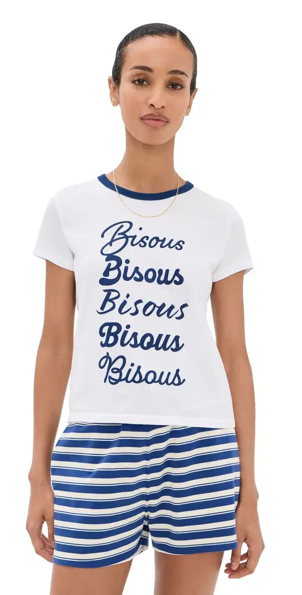 Bisous Ringer Tee Navy Ringer