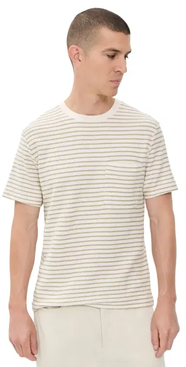 Frame Ribbed Stripe Tee Natural Stripe | Thumbnail 1 Frame Ribbed Stripe Tee Natural Stripe | Thumbnail 1
