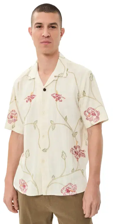 Kardo Ronen Hand Embroidered Floral Shirt Natural M | Thumbnail 1 Kardo Ronen Hand Embroidered Floral Shirt Natural M | Thumbnail 1