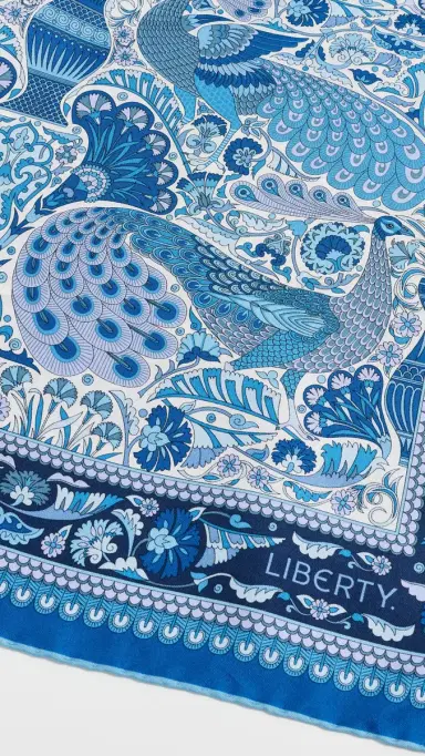LIBERTY Peacock Garden Silk Scarf | Thumbnail 5