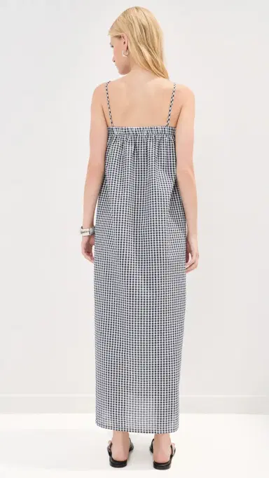 LE BOP Camille Maxi Dress Navy Check S | Thumbnail 3