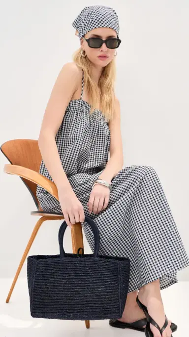 LE BOP Camille Maxi Dress Navy Check S | Thumbnail 5