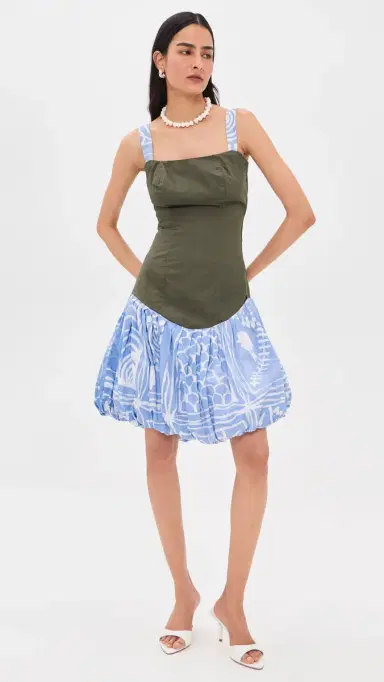 Busayo Dupe Bubble Dress Green & Blue | Thumbnail 2 Busayo Dupe Bubble Dress Green & Blue | Thumbnail 2