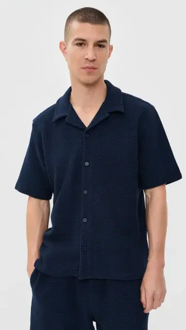 Wax London Clayland Textured Interlock Shirt Navy | Thumbnail 2 Wax London Clayland Textured Interlock Shirt Navy | Thumbnail 2