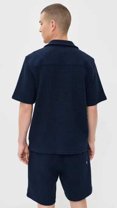 Wax London Clayland Textured Interlock Shirt Navy | Thumbnail 3 Wax London Clayland Textured Interlock Shirt Navy | Thumbnail 3