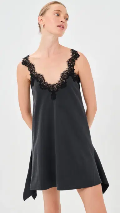 Stella McCartney Lace Mix Washed Jersey Dress Washed Black | Thumbnail 3 Stella McCartney Lace Mix Washed Jersey Dress Washed Black | Thumbnail 3