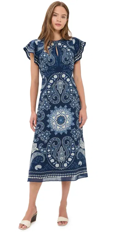 Sea Emelina Print Midi Dress Navy 4 | Thumbnail 1 Sea Emelina Print Midi Dress Navy 4 | Thumbnail 1