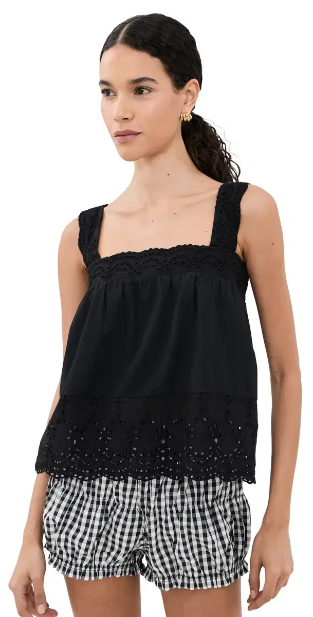 Playa Lucila Eyelet Tank Black