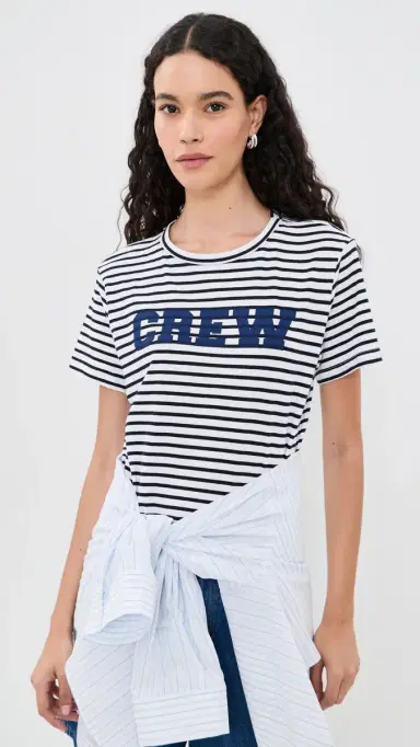 Sunny Somewhere Crew Stripe Tee Navy Stripe | Thumbnail 2 Sunny Somewhere Crew Stripe Tee Navy Stripe | Thumbnail 2