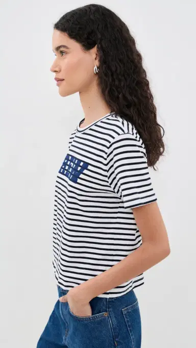 Sunny Somewhere Crew Stripe Tee Navy Stripe | Thumbnail 4 Sunny Somewhere Crew Stripe Tee Navy Stripe | Thumbnail 4