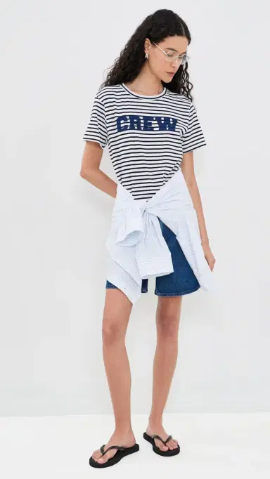 Sunny Somewhere Crew Stripe Tee Navy Stripe | Thumbnail 5 Sunny Somewhere Crew Stripe Tee Navy Stripe | Thumbnail 5