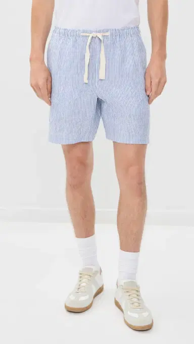 Orlebar Brown Alex Fine Hemp Stripe Shorts 7.5 Bergamo Blue Stripe | Thumbnail 2