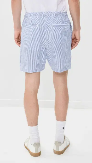 Orlebar Brown Alex Fine Hemp Stripe Shorts 7.5 Bergamo Blue Stripe | Thumbnail 3