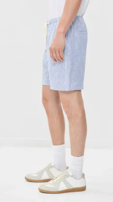Orlebar Brown Alex Fine Hemp Stripe Shorts 7.5 Bergamo Blue Stripe | Thumbnail 4