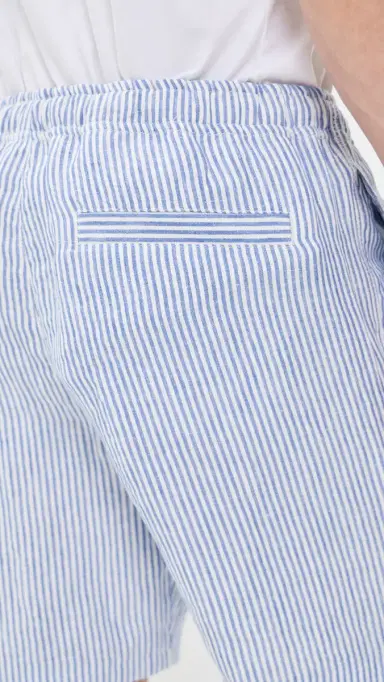 Orlebar Brown Alex Fine Hemp Stripe Shorts 7.5 Bergamo Blue Stripe | Thumbnail 6