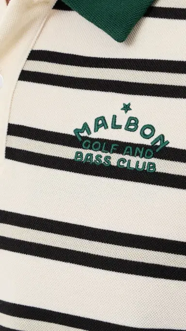Malbon Fairway Bass Club Polo Ivory Stripe S | Thumbnail 6