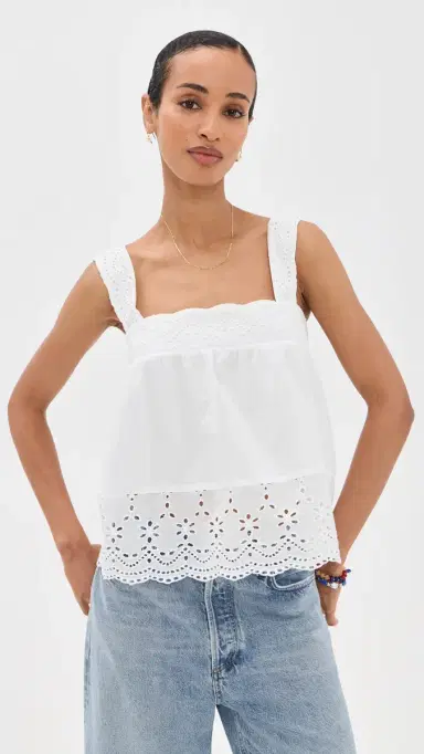 Playa Lucila Eyelet Tank White | Thumbnail 2