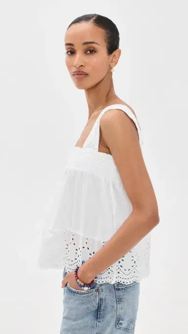 Playa Lucila Eyelet Tank White | Thumbnail 4