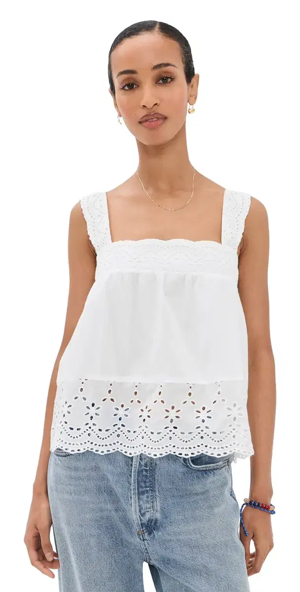 Playa Lucila Eyelet Tank White