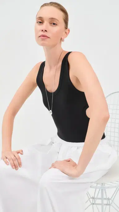 Tibi Ribbed T Racerback Tank Black M | Thumbnail 2 Tibi Ribbed T Racerback Tank Black M | Thumbnail 2