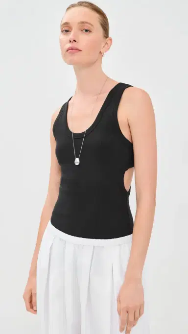 Tibi Ribbed T Racerback Tank Black M | Thumbnail 3 Tibi Ribbed T Racerback Tank Black M | Thumbnail 3