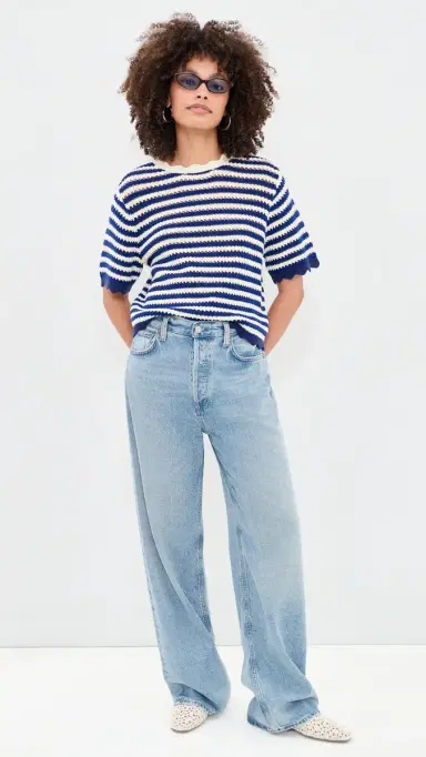 Birds of Paradis Jules Sweater T-Shirt Nvy w/ Aw Stripe S | Thumbnail 5