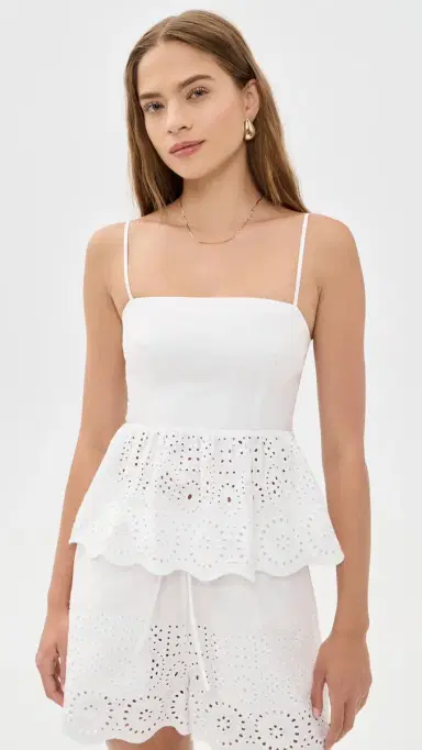 Susana Monaco Embroidered Poplin Peplum Top Sugar | Thumbnail 2