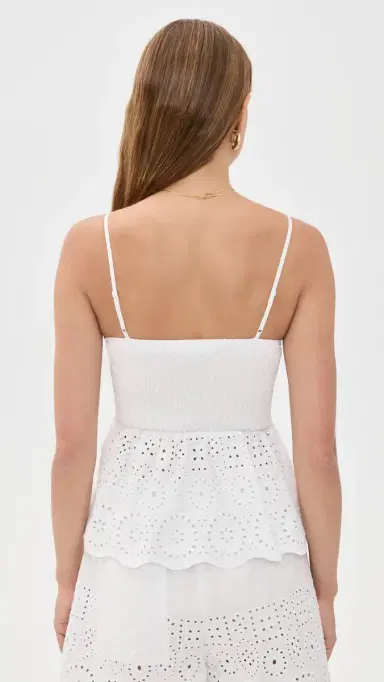 Susana Monaco Embroidered Poplin Peplum Top Sugar | Thumbnail 3