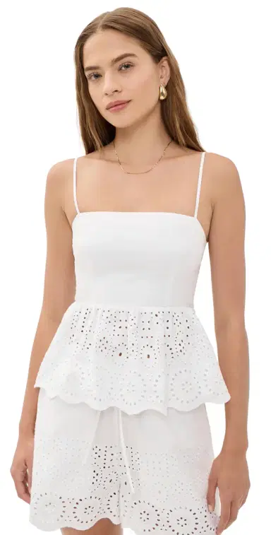 Susana Monaco Embroidered Poplin Peplum Top Sugar | Thumbnail 1