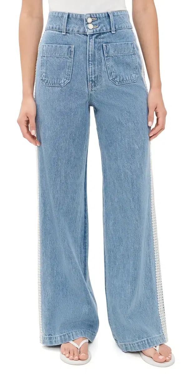 Veronica Beard Jean Taylor High Rise Wide Leg Jeans Halo Blue