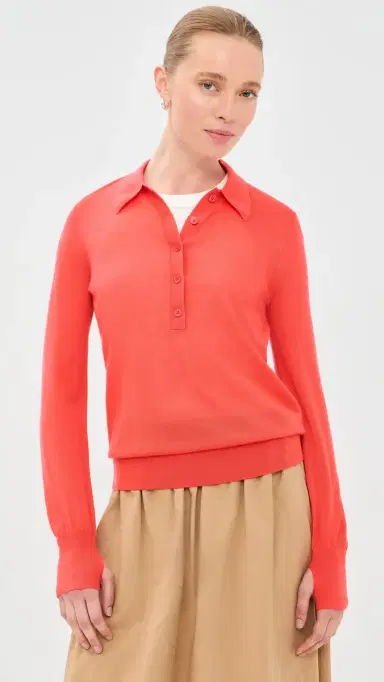TWP New Henley Cashmere Sweater Bitter Red | Thumbnail 3