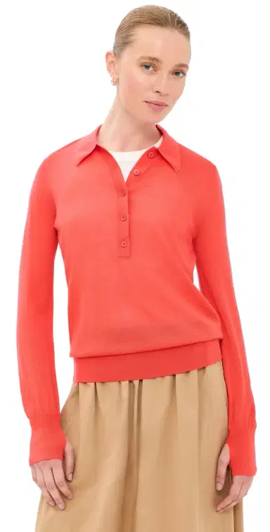 TWP New Henley Cashmere Sweater Bitter Red | Thumbnail 1