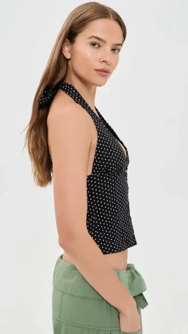 Free People Ramona Printed Halter Top Black Combo M | Thumbnail 4