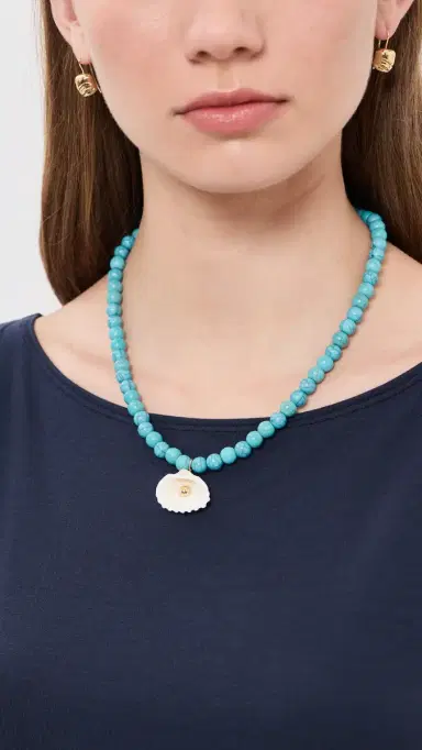 BaubleBar Julissa Semi-Precious Shell Necklace Turquoise One Size | Thumbnail 3