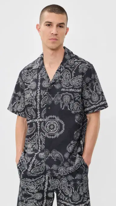Les Deux Paisley Shirt Tap hoe Black | Thumbnail 2