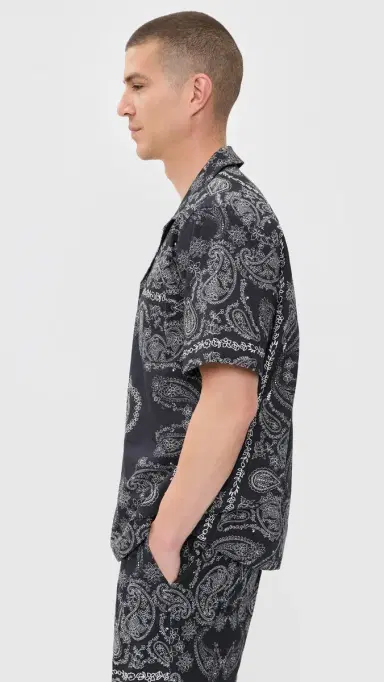 Les Deux Paisley Shirt Tap hoe Black | Thumbnail 4